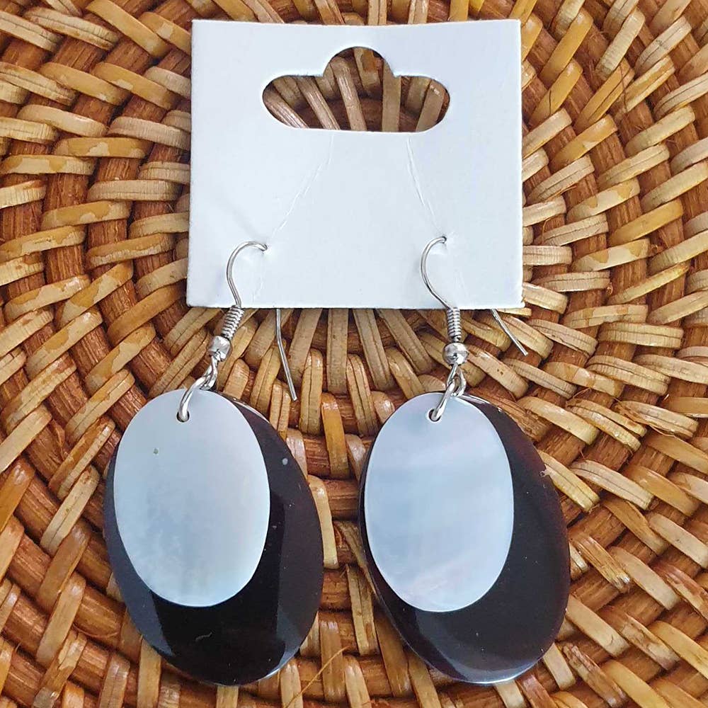 Capiz Shell Earrings: Red Rectangle