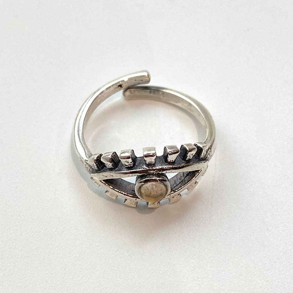 Silver-Plated Adjustable Ring, Design #37: Amethyst