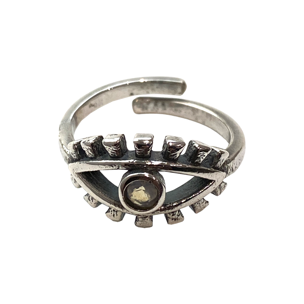Silver-Plated Adjustable Ring, Design #37: Amethyst