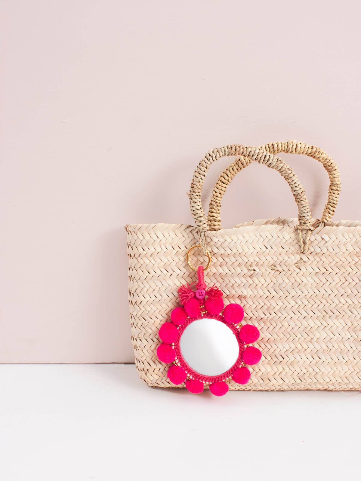 Super Pom Pom Mirror Keyrings, Large: Teal