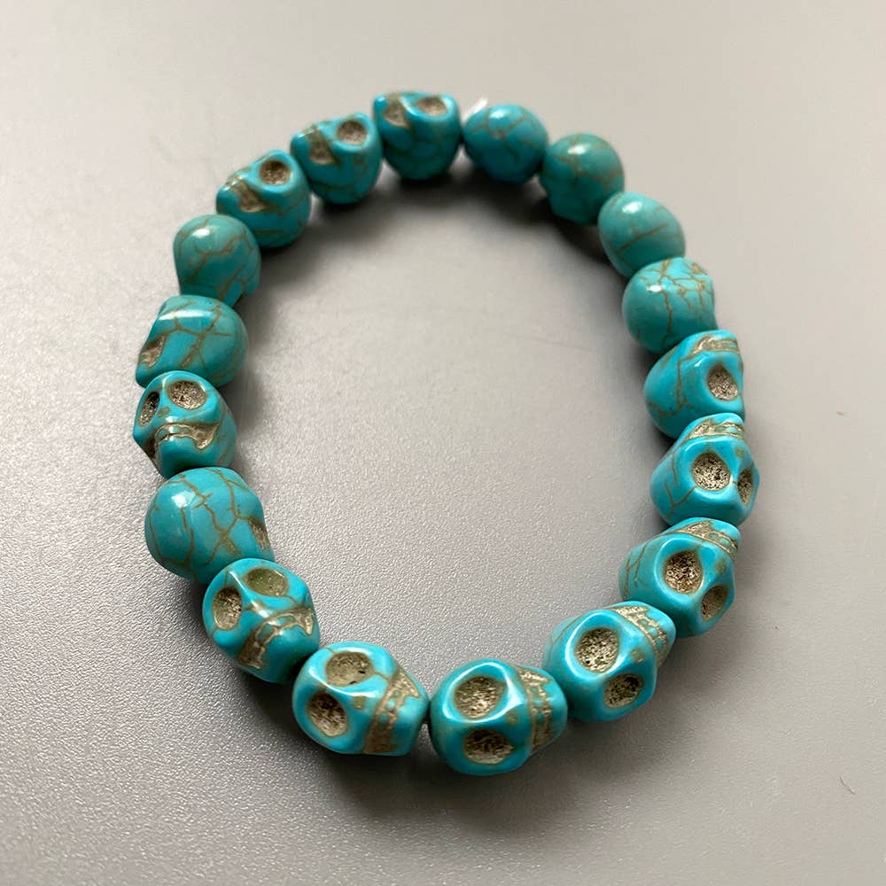 Skull Bracelet, Dyed Howlite: Beige