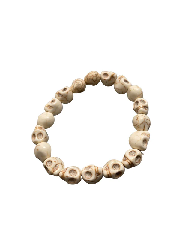 Skull Bracelet, Dyed Howlite: Beige