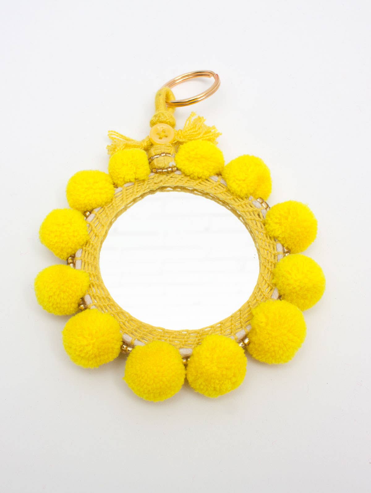 Super Pom Pom Mirror Keyrings, Large: Teal