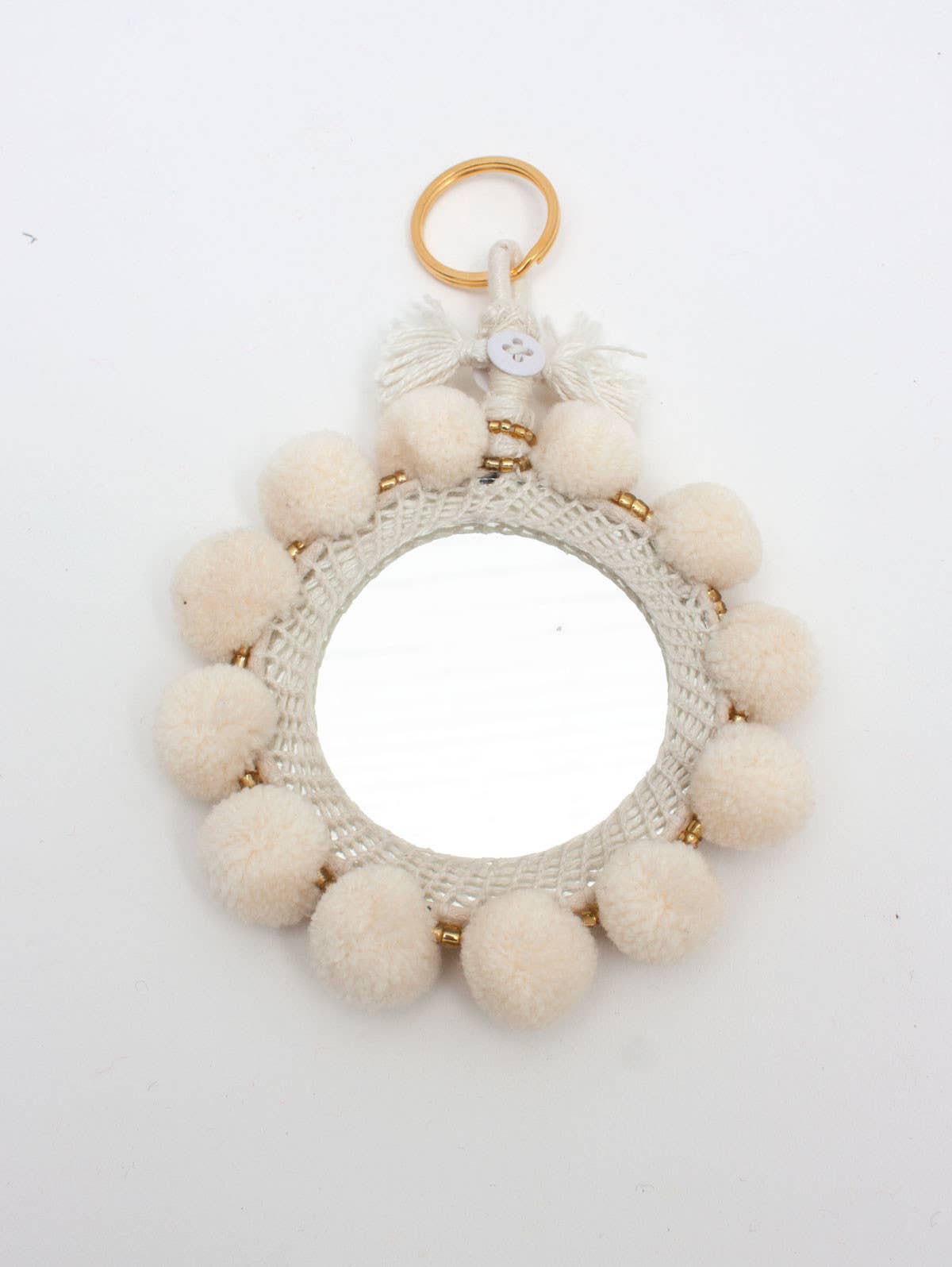 Super Pom Pom Mirror Keyrings, Large: Teal