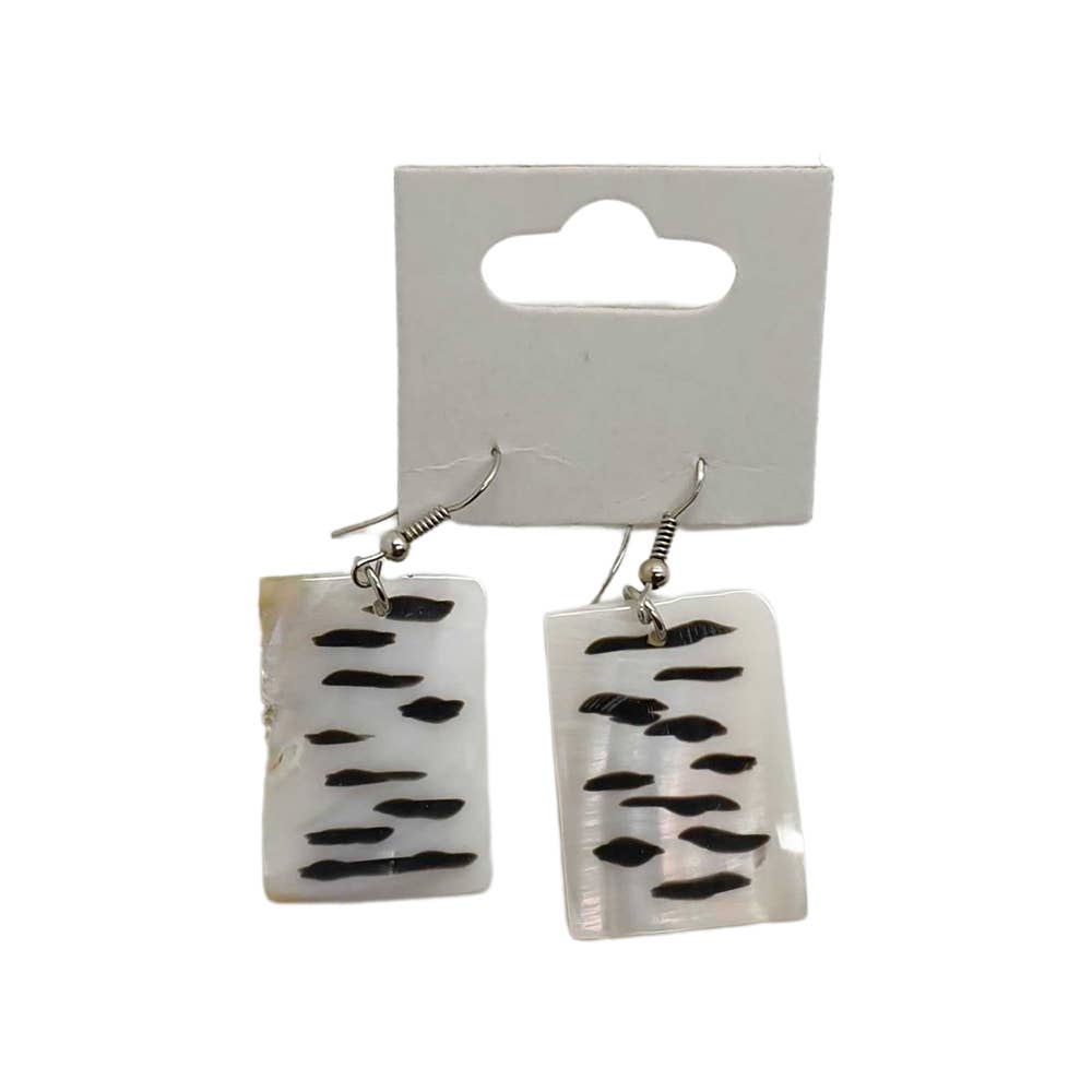 Capiz Shell Earrings: Red Rectangle