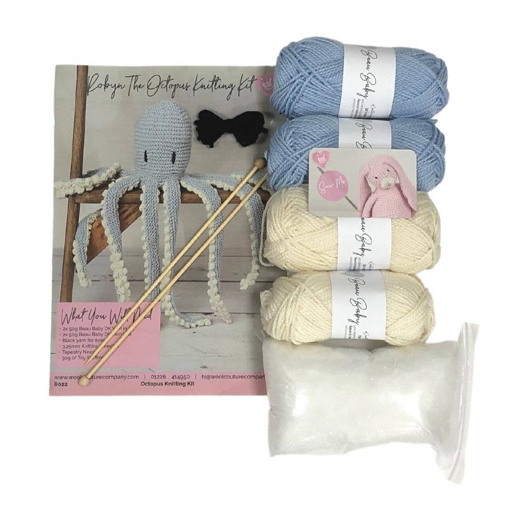 Robyn Octopus Knitting Kit: Baby Blue