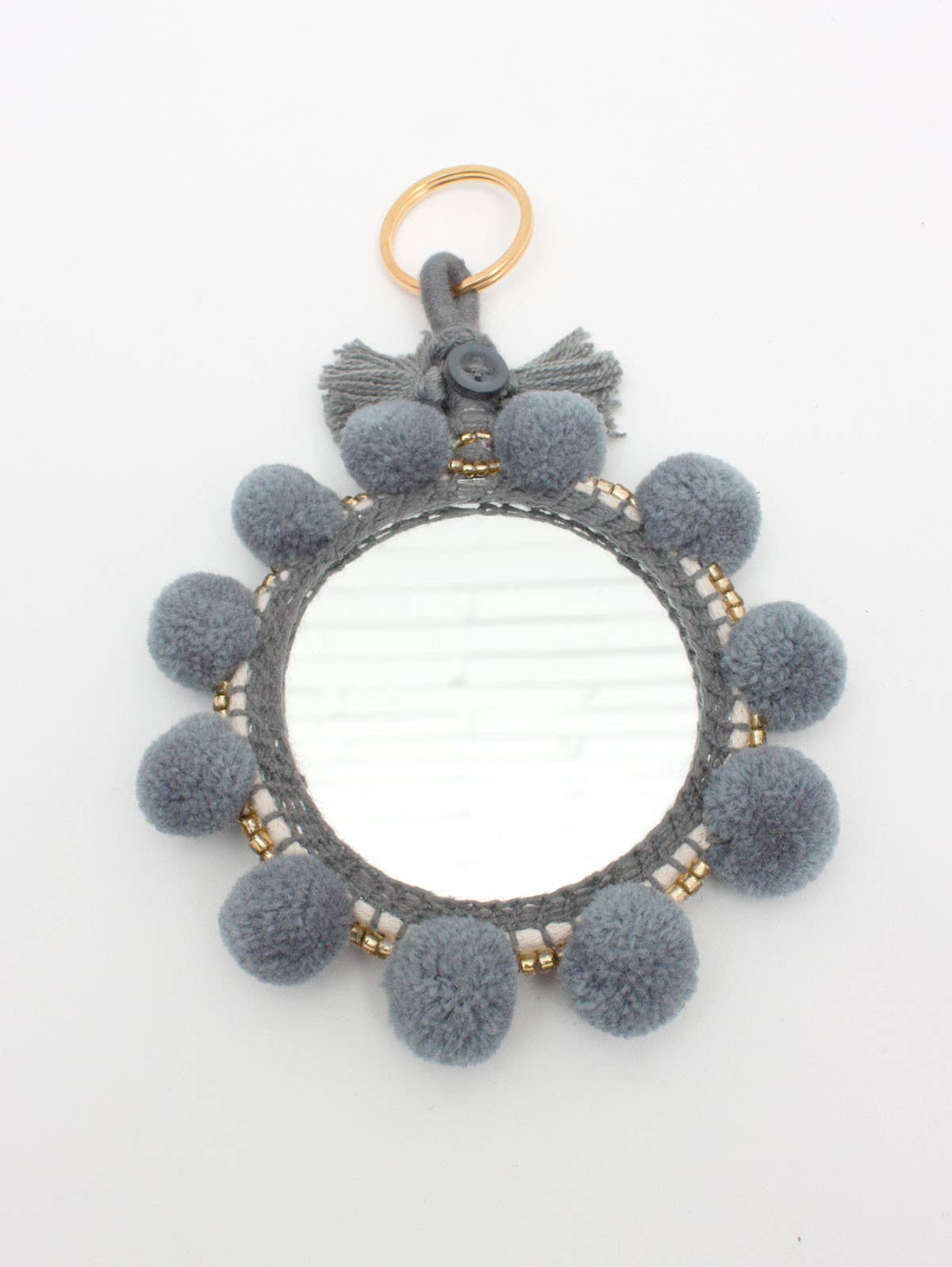 Super Pom Pom Mirror Keyrings, Large: Teal