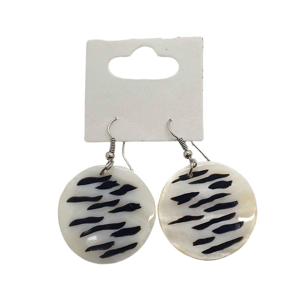 Capiz Shell Earrings: Red Rectangle