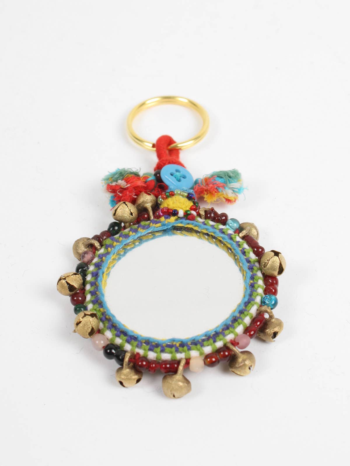 Boho Mirror Keyrings, Large: Brass