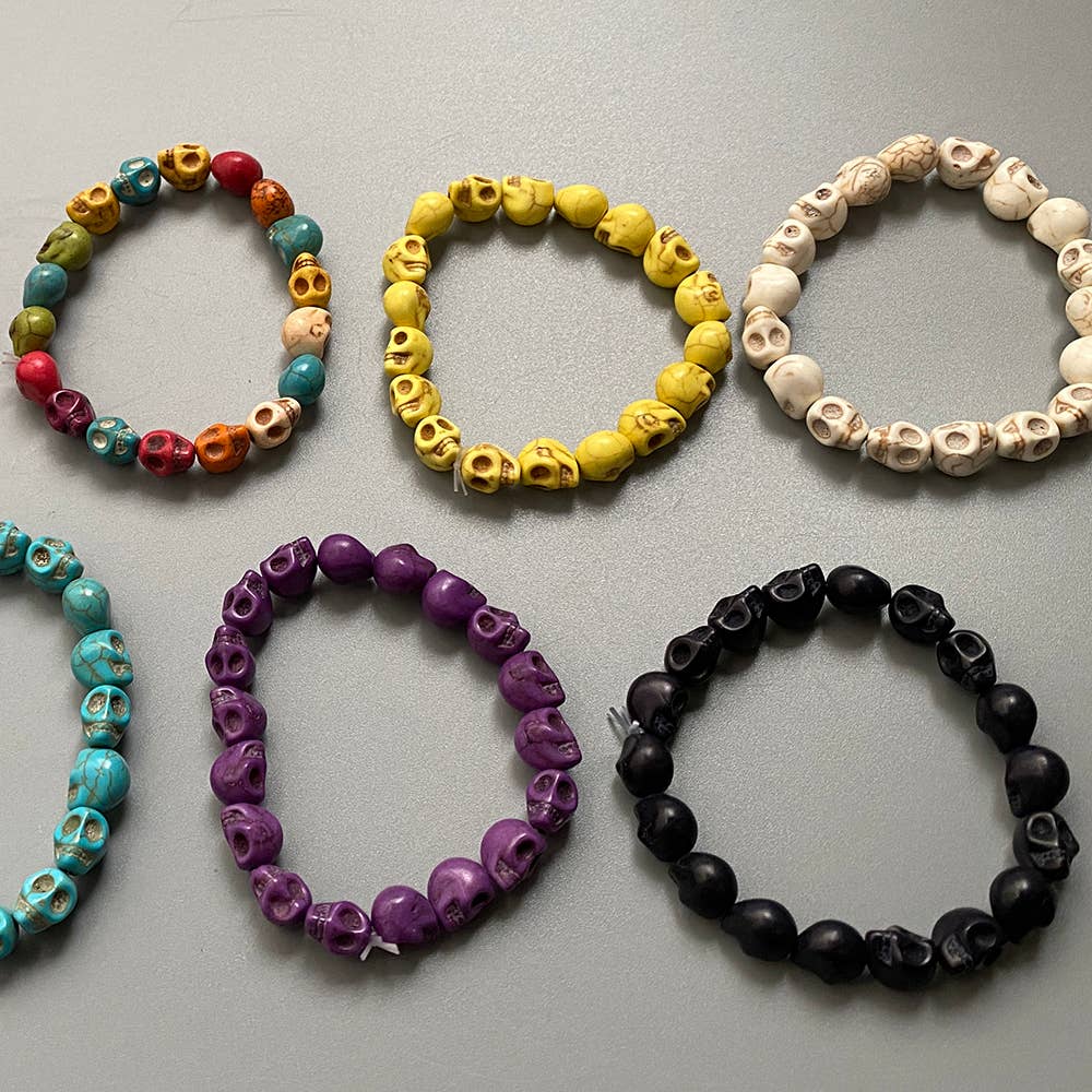 Skull Bracelet, Dyed Howlite: Beige