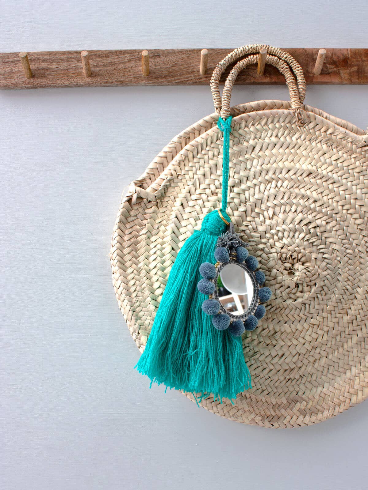 Super Pom Pom Mirror Keyrings, Large: Teal