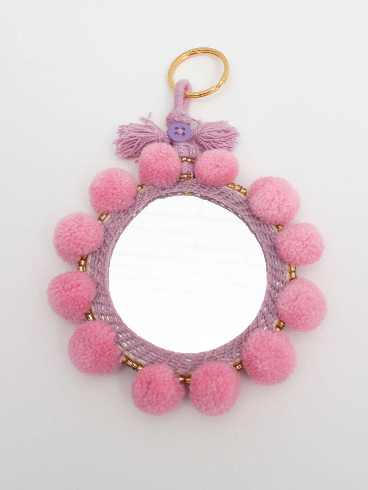 Super Pom Pom Mirror Keyrings, Large: Teal