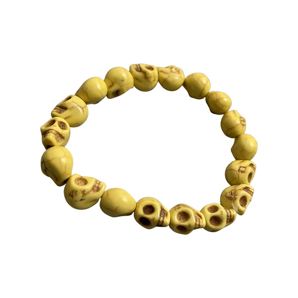 Skull Bracelet, Dyed Howlite: Beige