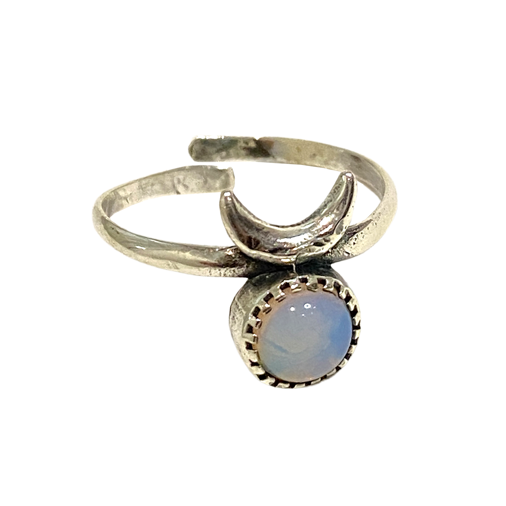 Silver-Plated Adjustable Ring, Design #40: Amethyst