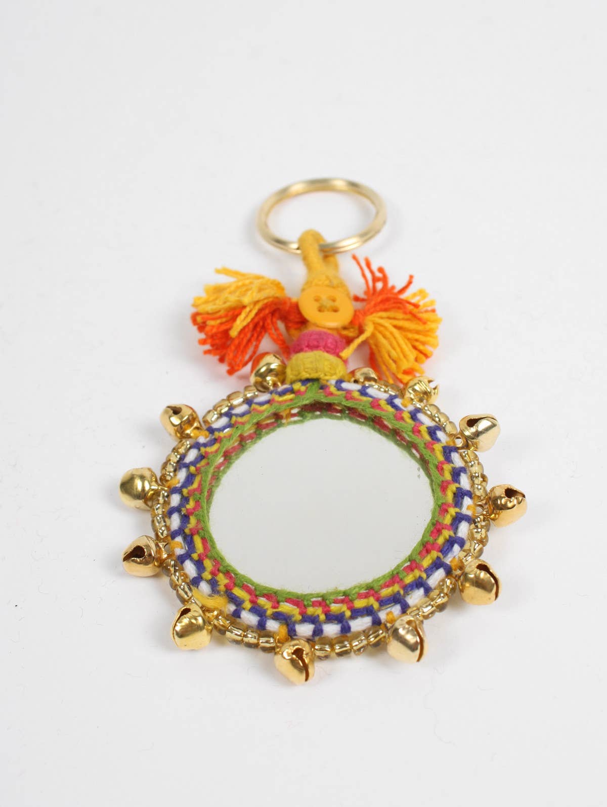 Boho Mirror Keyrings, Large: Brass