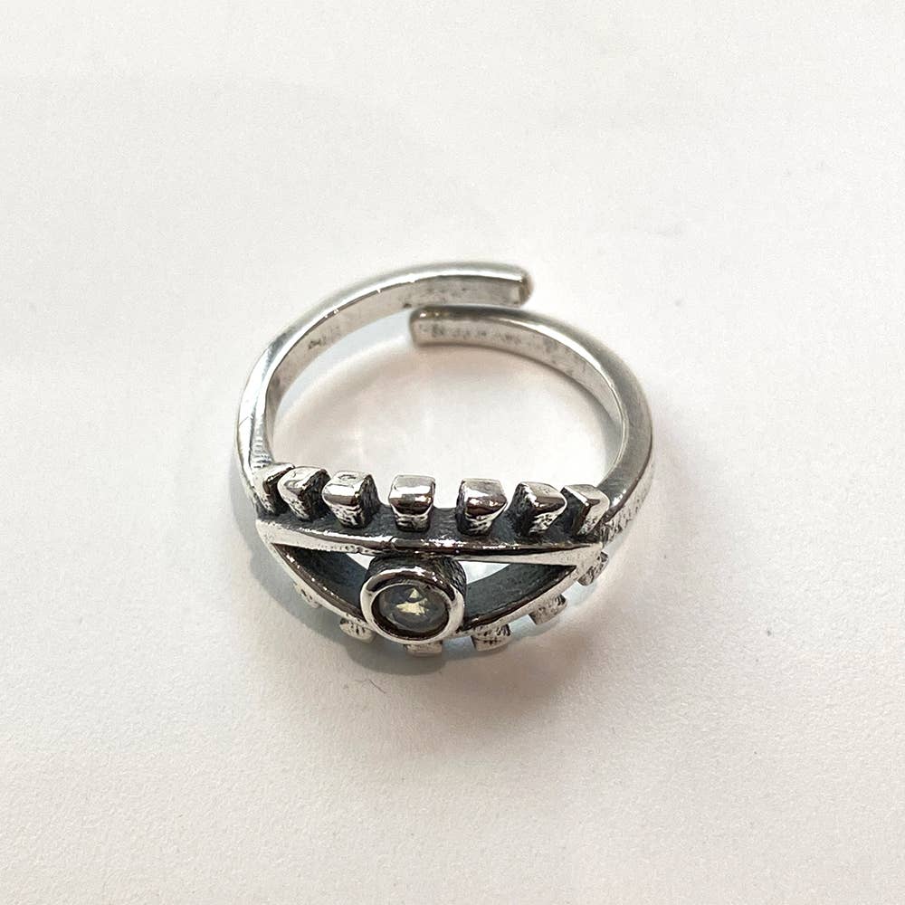 Silver-Plated Adjustable Ring, Design #37: Amethyst