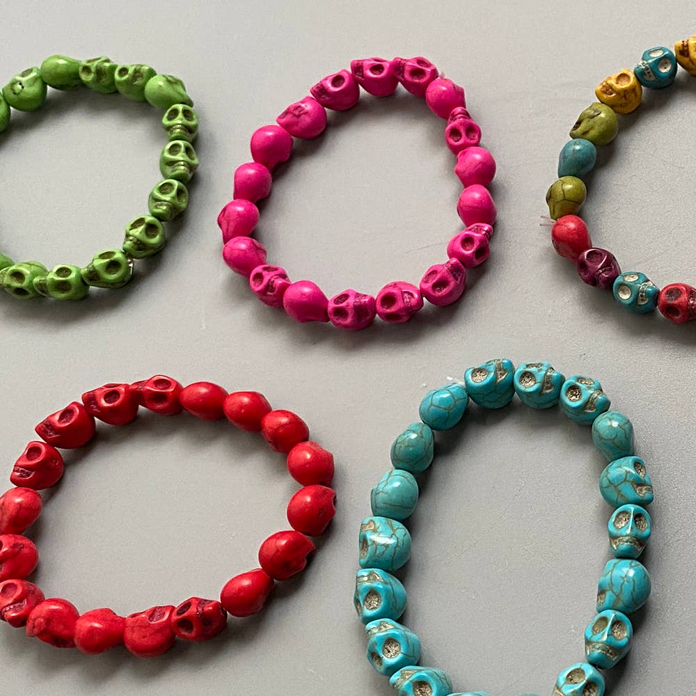 Skull Bracelet, Dyed Howlite: Beige