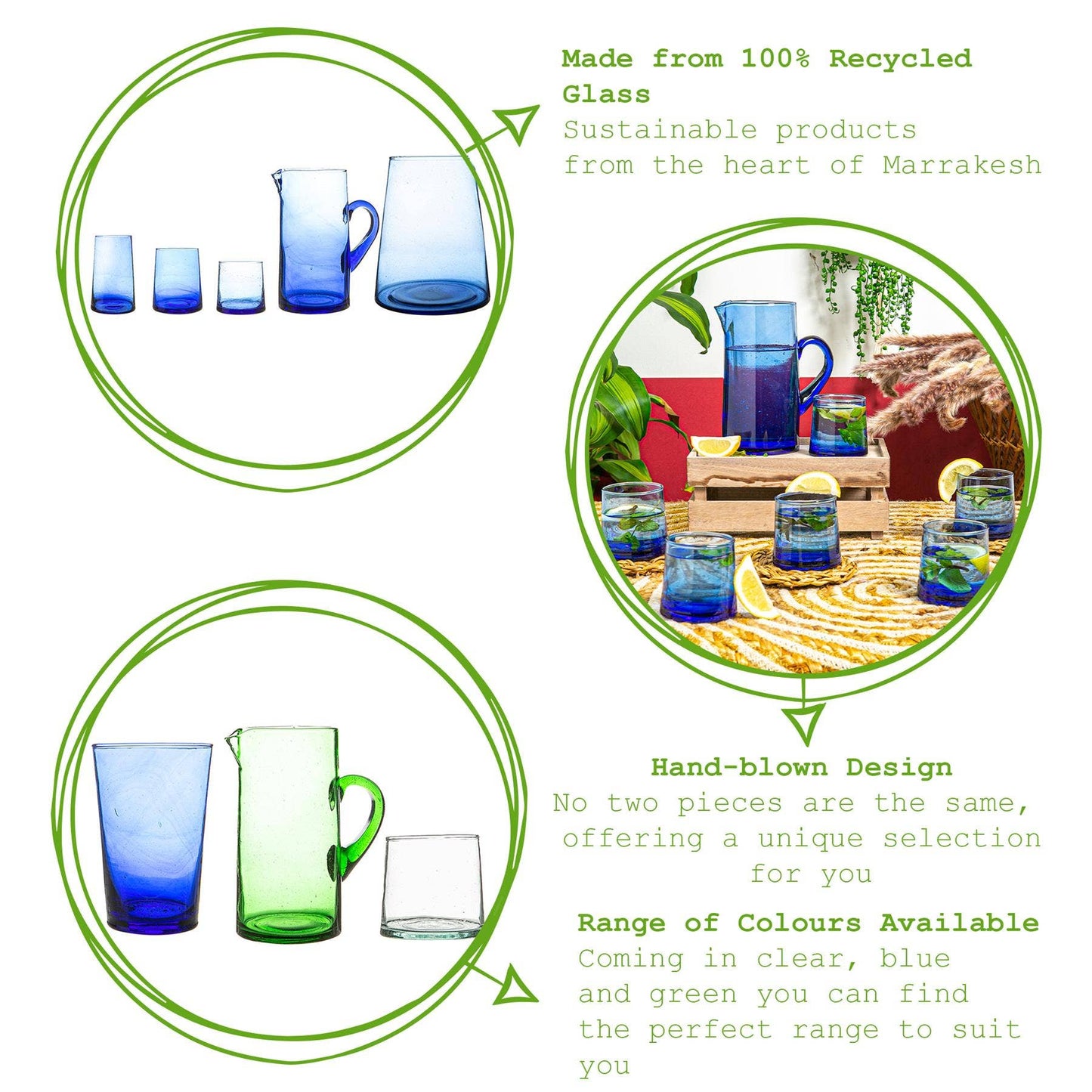 Nicola Spring Merzouga Recycled Highball Glass 320ml Blue