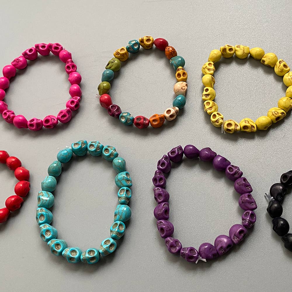 Skull Bracelet, Dyed Howlite: Beige