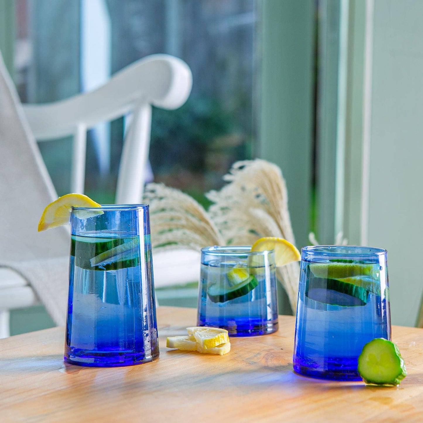 Nicola Spring Merzouga Recycled Highball Glass 320ml Blue
