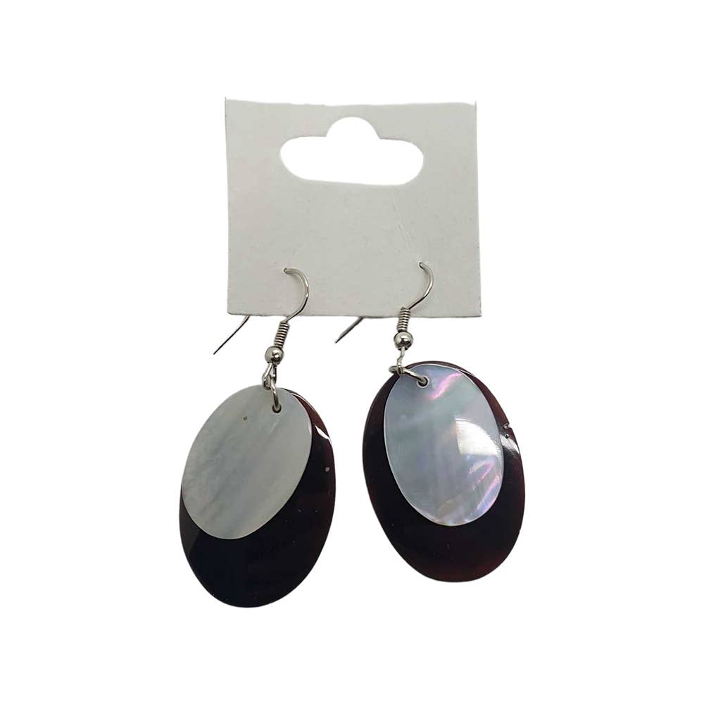 Capiz Shell Earrings: Red Rectangle