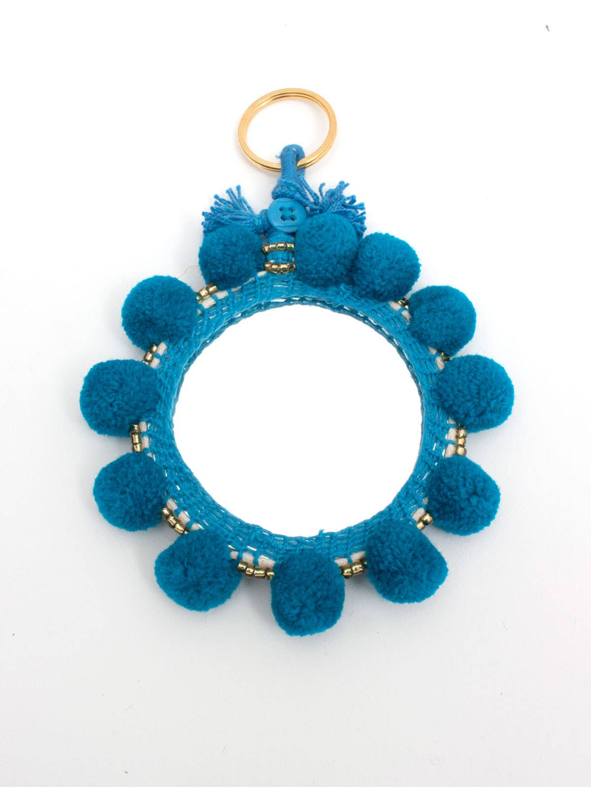 Super Pom Pom Mirror Keyrings, Large: Pale Pink