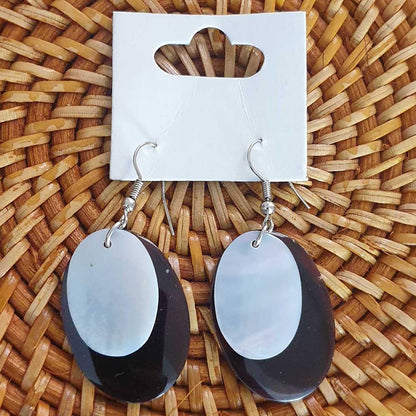 Capiz Shell Earrings: Red Rectangle