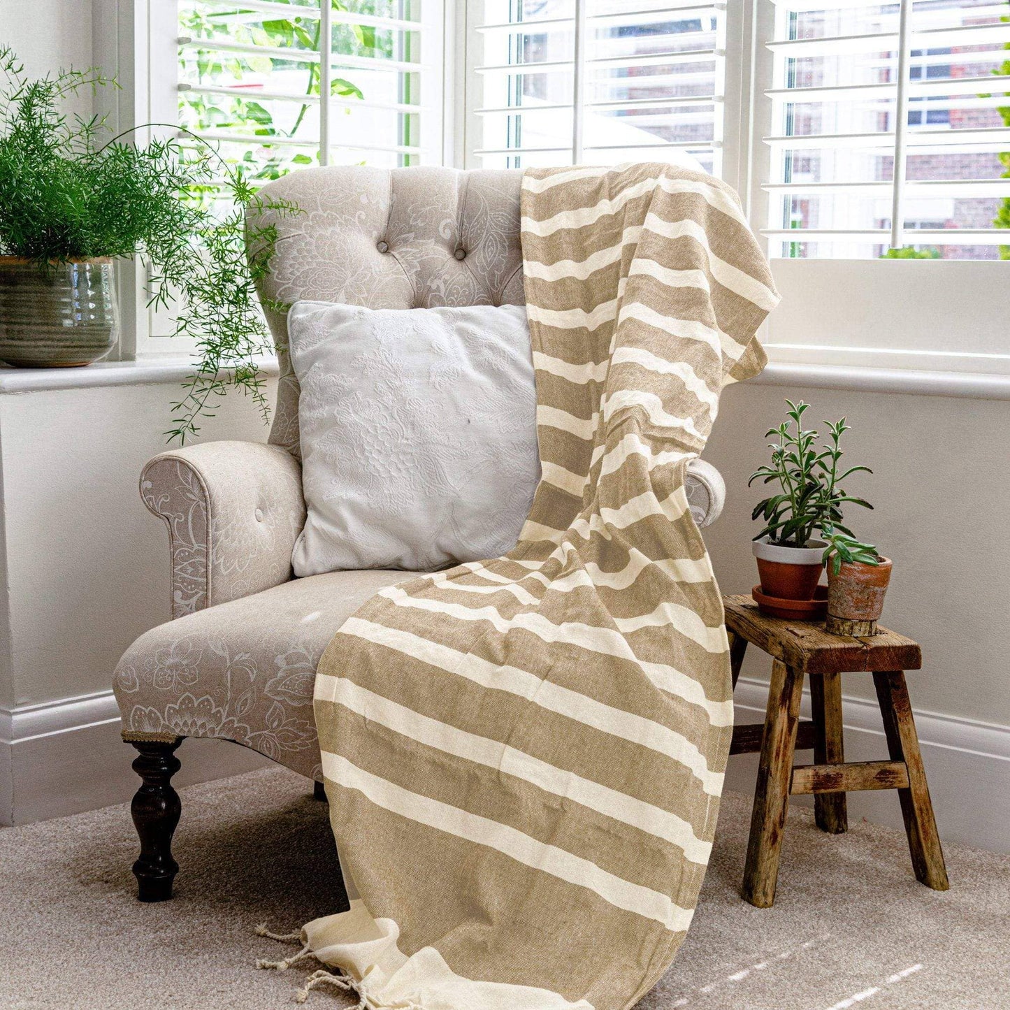 Nicola Spring 170 x 90cm Turkish Cotton Beach Towel  Beige