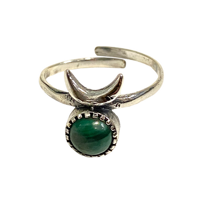 Silver-Plated Adjustable Ring, Design #40: Amethyst