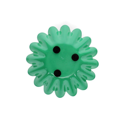Enamel Cupped Flower Candle Holder - Green