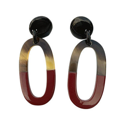 Boho Buffalo Horn Earrings, Lacquered: Red Boho Buffalo Horn Earrings