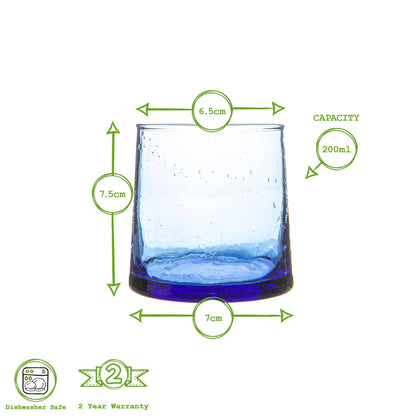 Nicola Spring Merzouga Recycled Tumbler Glass - 200ml - Blue