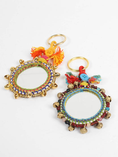 Boho Mirror Keyrings, Large: Silver