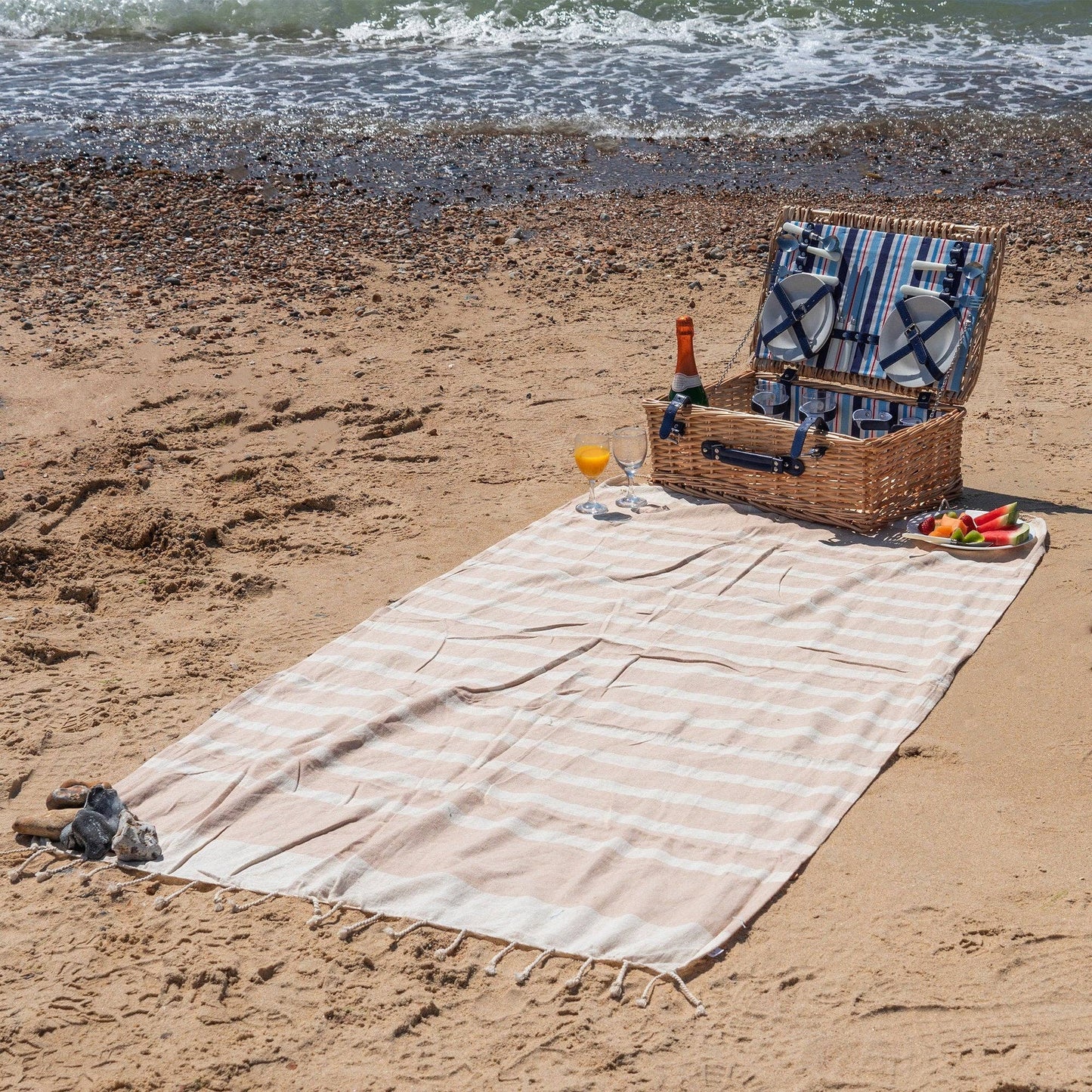 Nicola Spring 170 x 90cm Turkish Cotton Beach Towel  Beige