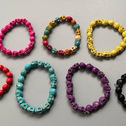 Skull Bracelet, Dyed Howlite: Beige