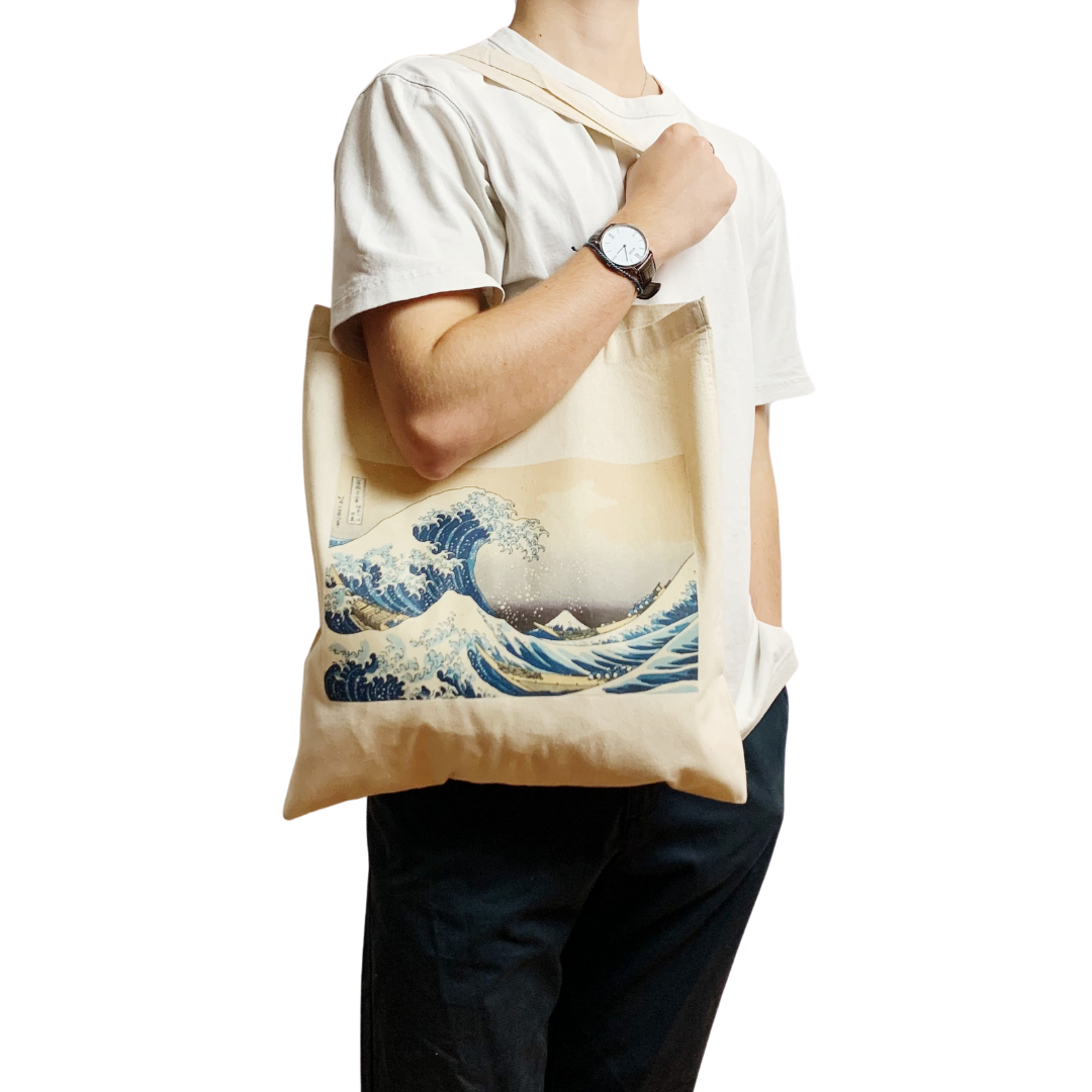 Hokusai: The Great Wave off Kanagawa Canvas Tote Bag Vintage: White